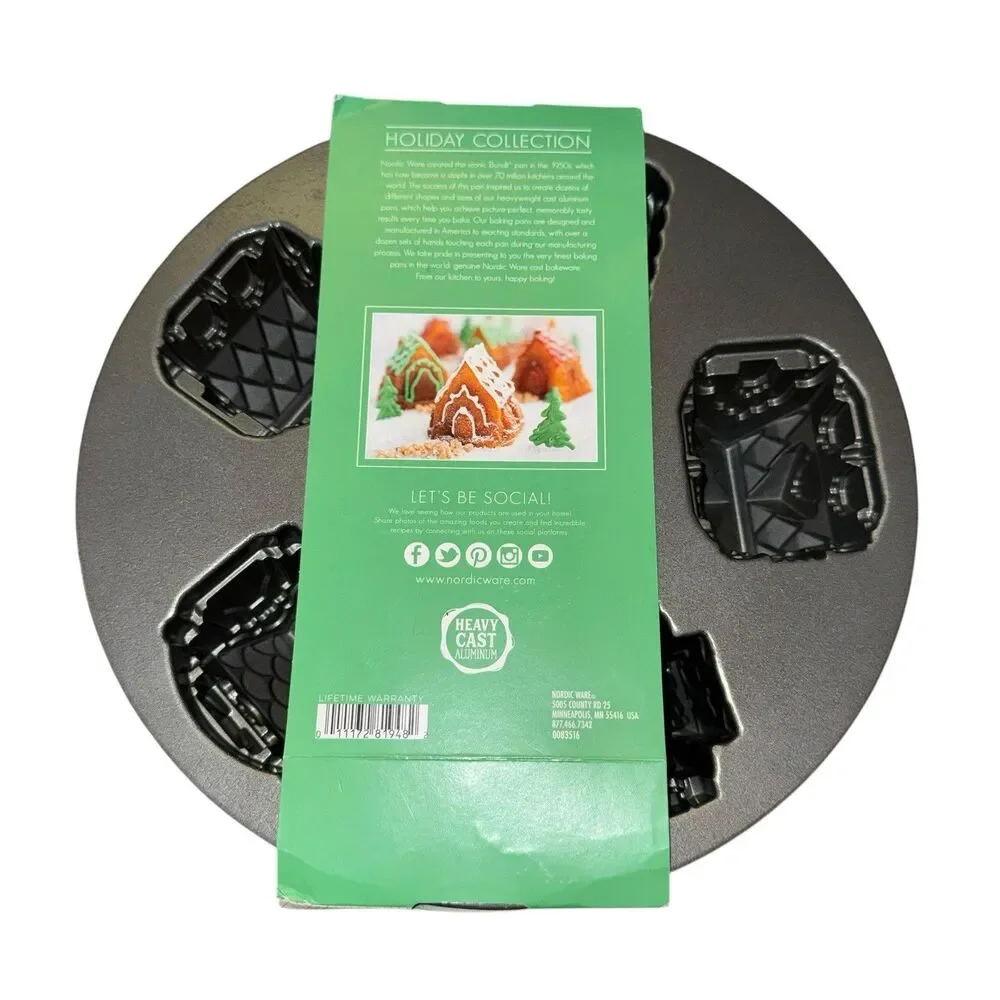 Nordic Ware Cozy Village Baking Pan‎ - Cast Iron Aluminum Brand New 6 Cups New
